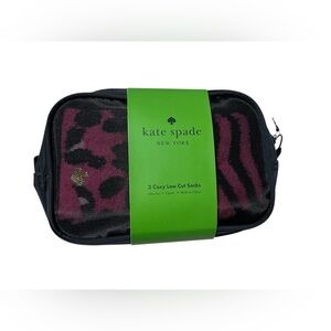 Kate Spade New York Set Of 3 Low Cut Socks In A Black Mesh Travel Bag Unopened